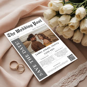 Save The Date Journal Mariage photo rustique moderne QR Code