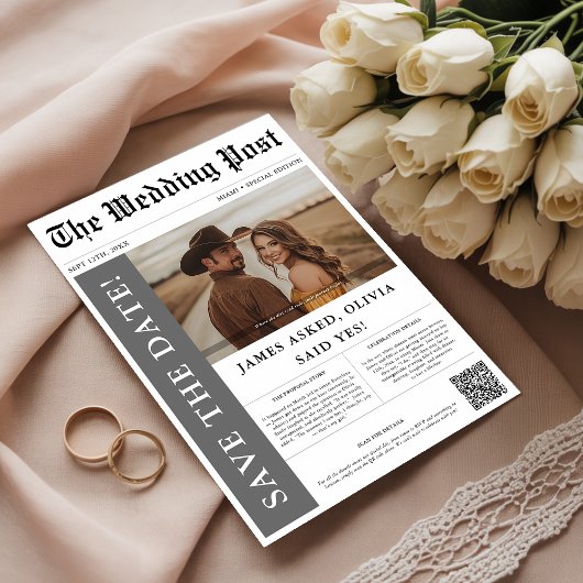 Save The Date Journal Mariage photo rustique moderne QR Code