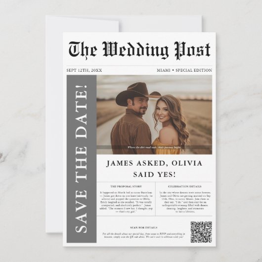 Save The Date Journal Mariage photo rustique moderne QR Code (Devant)