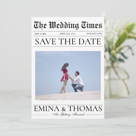 Save The Date Journal unique élégant couple photo mariage (Debout devant)