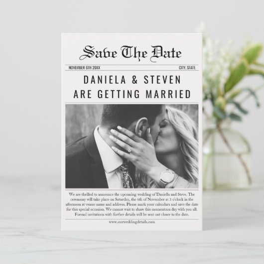 Save The Date Journal unique Mariage photo élégant (Debout devant)