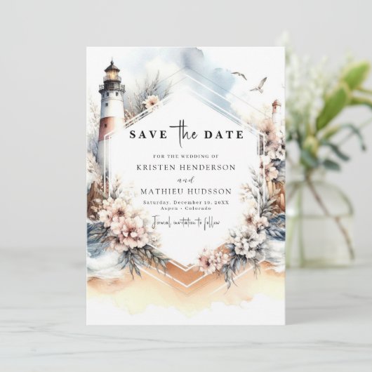 Save The Date Jovely Chic Mariage phare (Debout devant)
