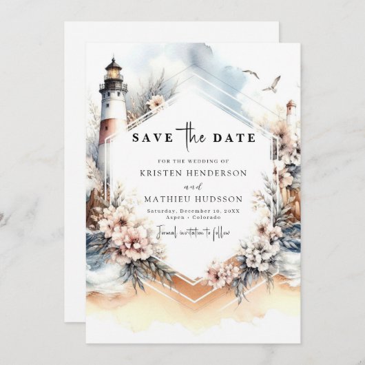Save The Date Jovely Chic Mariage phare (Devant / Derrière)