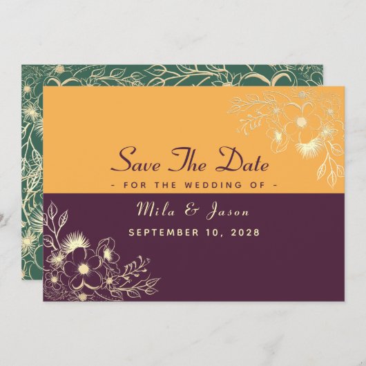 Save The Date Joyaux Tons Mariage Enregistrer La Date (Devant / Derrière)