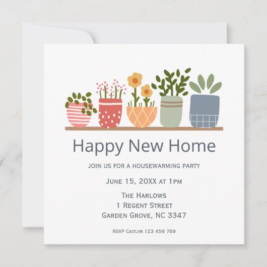 Save The Date Joyeuse Nouvelle Maison Fleur Maison Fête de Créat (Devant)