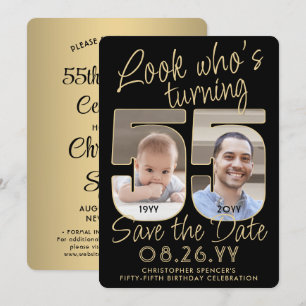 Save The Date Joyeux Anniversaire 55 Ans Fête avec 2 Photos