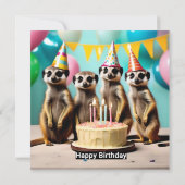 Save The Date Joyeux Meerkat Anniversaire, Anniversaire Fête Inv (Dos)