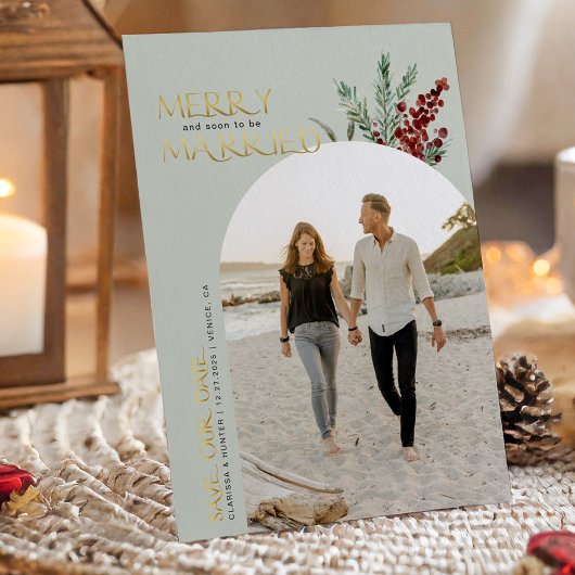 Save The Date Joyeux Noël Futurs Mariés Photo