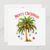 Save The Date Joyeux Noël Palm Tree Light Hawaiian Tropical (Devant / Derrière)