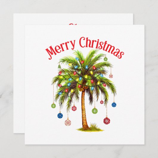 Save The Date Joyeux Noël Palm Tree Light Hawaiian Tropical (Devant / Derrière)