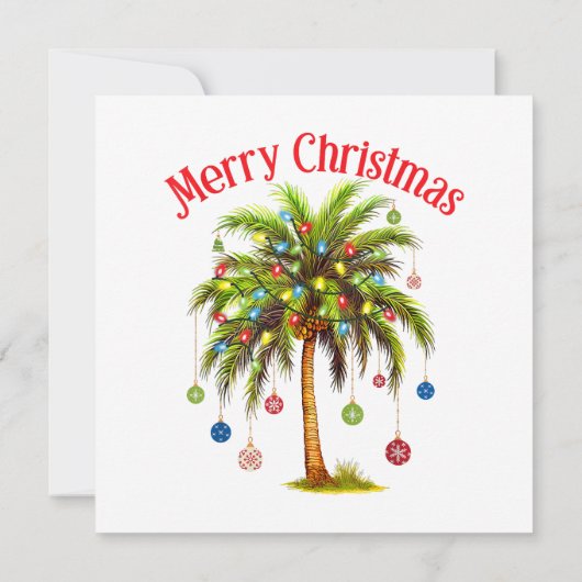 Save The Date Joyeux Noël Palm Tree Light Hawaiian Tropical (Dos)