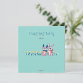 Save The Date Joyeux Noël – Renne et lapin sur fond sarcelle (Debout devant)