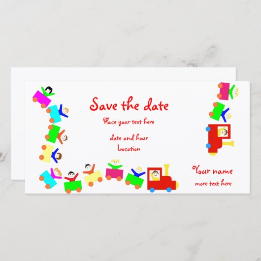 Save The Date Joyeux Train pour enfants (Devant / Derrière)