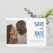 Save The Date Joyful Blue Minimalist Photo (Debout devant)