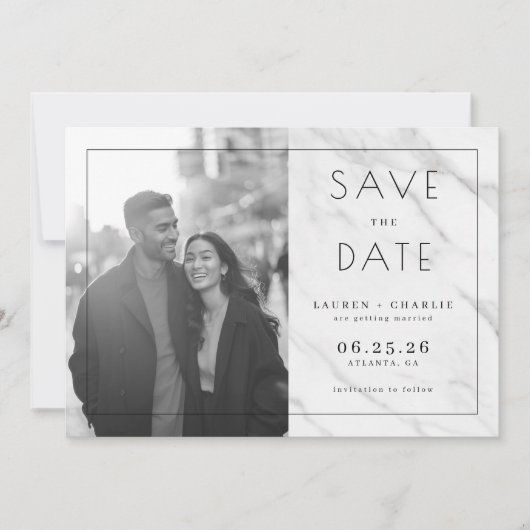 Save The Date Joyful Grayscale Modern Photo (Devant)