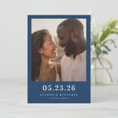 Save The Date Joyful Navy Romantic Photo (Debout devant)