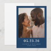 Save The Date Joyful Navy Romantic Photo (Devant / Derrière)