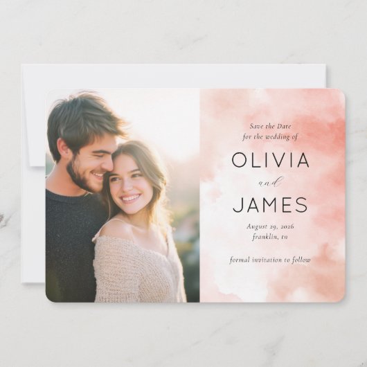 Save The Date Joyful Peach Watercolor Photo (Devant)