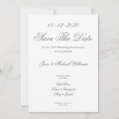 Save The Date Jubilé des 25 ans de mariage 2020 Chic Argent (Dos)