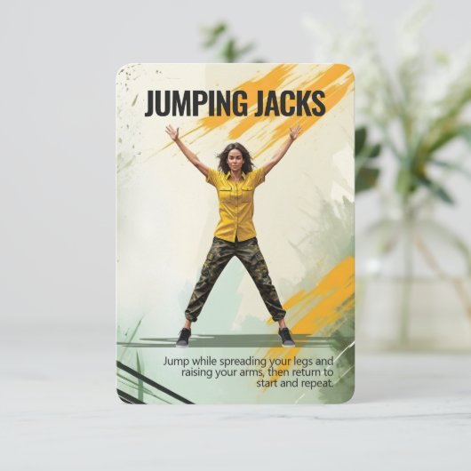 Save The Date Jumping Jacks Fitness Card avec Blue Backing (Debout devant)