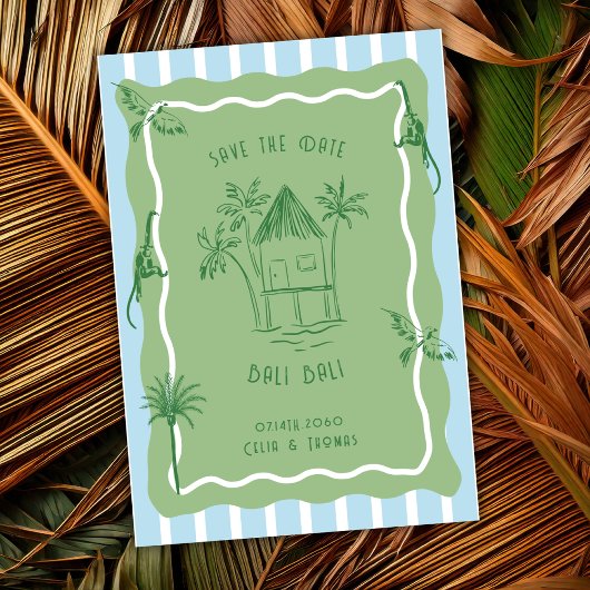 Save The Date Jungle Tropical Retro Destination Wedding Coastal 