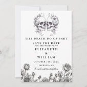 Save The Date Jusqu'à la mort Crâne gothique Mariage floral (Devant)