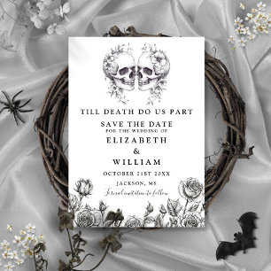 Save The Date Jusqu'à la mort Gothique Crânes Floral Mariage
