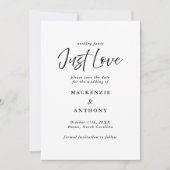 Save The Date Just Love manuscrit Script noir et blanc (Devant)