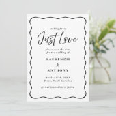 Save The Date Just Love Wavy Frame manuscrit noir & blanc (Debout devant)