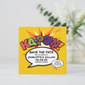 Save The Date KA-POW En-tête Fun rétro bande dessinée Pop Art (Debout devant)
