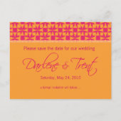 Save the Date Kaart (Birini: pompoen/hot pink) (Achterkant)