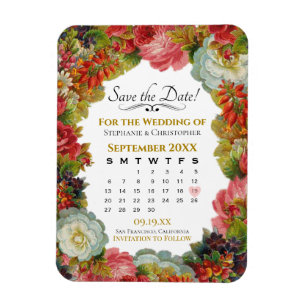 Save the Date Kalender Rustieke Herfst Bloemenbrui Magneet