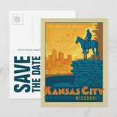 Save the date | Kansas City, Verenigde Staten Aankondigingskaart (Voorkant / Achterkant)