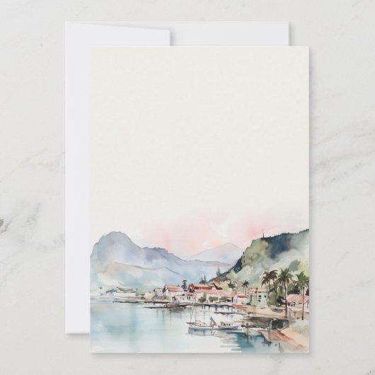 Save The Date Kauai Hawaii Watercolor Landscape Wedding (Dos)