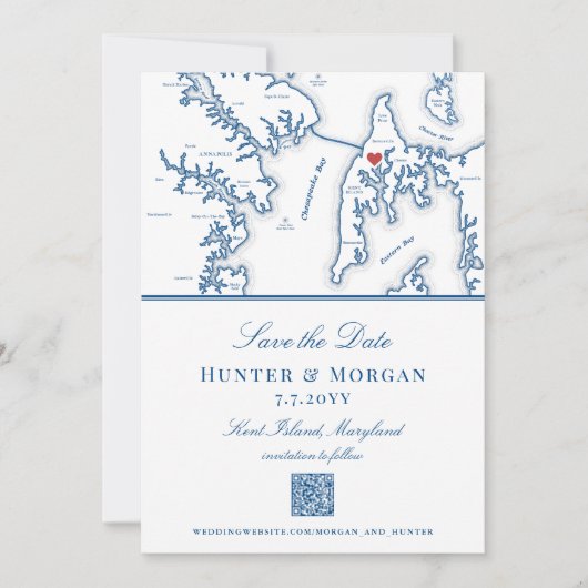 Save The Date Kent Island Maryland Destination Wedding Code QR (Devant)