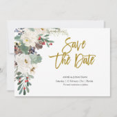 Save the Date Kerstmis Bloemen Uitnodiging (Voorkant)