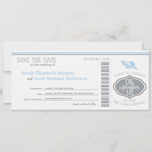 Save The Date Key West Enregistrer la date de l'embarquement Pas (Devant)