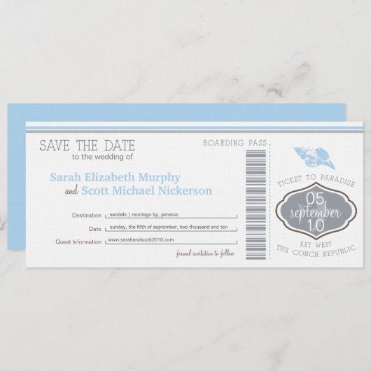Save The Date Key West Enregistrer la date de l'embarquement Pas (Devant / Derrière)