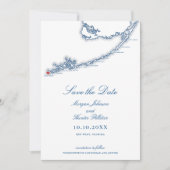 Save The Date Key West FL Map Élégant Mariage bleu marine (Devant)
