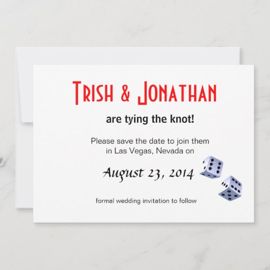 Save The Date King & Queen of Hearts Las Vegas jaune Mariage (Dos)