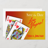 Save The Date King & Queen of Hearts Las Vegas jaune Mariage (Devant / Derrière)