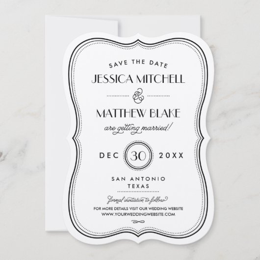 Save The Date Kraft Art déco Enregistrer la date (Devant)