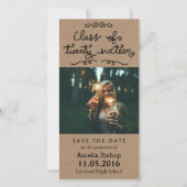 Save The Date Kraft Paper Class Of 2016 Typographie Enregistrer (Devant)