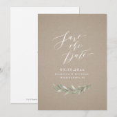 Save The Date Kraft Simple calligraphie mariage verdure rustique (Devant / Derrière)