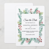 Save The Date Krfat Winter Leaf Frame Verdure Enregistrer la Dat (Devant / Derrière)