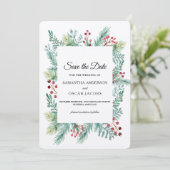 Save The Date Krfat Winter Leaf Frame Verdure Enregistrer la Dat (Debout devant)