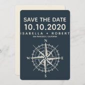Save The Date La boussole bleue | Mariage Enregistrer la date (Devant / Derrière)