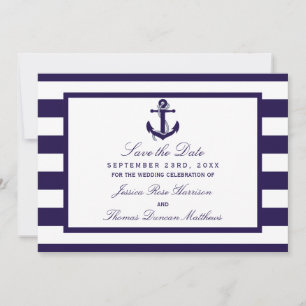 Save The Date La collection de mariage à rayures de la marine à