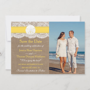 Save The Date La collection de mariages de plage de sable jaune