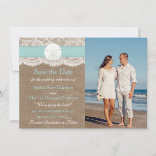Save The Date La collection de mariages de plage de sable turquo